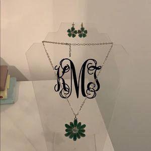 Green Flower Necklace Set